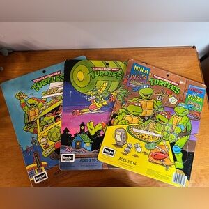 Vintage Teenage Mutant Ninja Turtles Board Puzzles Lot of 3 1990 Collectible